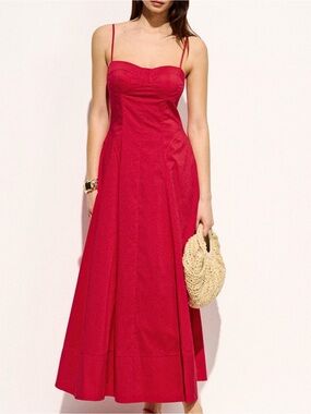 Commense Red Spaghetti-Strap Maxi Dress